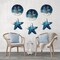6 pcs of wood coastal wall art, seashell wall decor, wooden nautical bathroom decor, hanging sea farmhouse rustic wall decorations for indoor and outdoor use, blue (starfish).